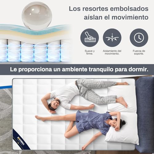 NOVANGUA Colchón de Muelles con Espuma Texturizada,Altura 35cm,Colchón Híbrido,Espumas de Alta Calidad para un Mejor Descanso,Soporte y Alivio de Presión (Gris, Queen)