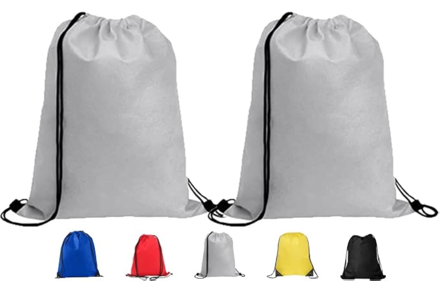 TROTH Unisex Drawstring Gym Bags, String Trainer Bag, Personalized Drawstring Bag Suitable for Sports, School Kids PE, Gym, Travel, Swimming, and Various Activities (2 Pack, Grey)