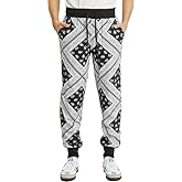 Men’s Bandana Print Fleece Joggers – Warm Winter Sweatpants with Elastic Drawstring Waist, Soft Lined Streetwear Pants
