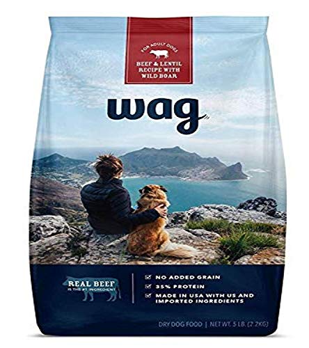 Amazon Brand - Wag Dry Dog Food Beef & Lentil Recipe with Wild Boar (5 lb. Bag) Trial