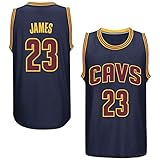 For Mens Cleveland Cavaliers LeBron James #23 Navy Blue Basketball Jersey M