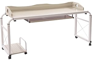 LKOEWQZAMX Bed Desk, Mobile Desk Workstation, Bed Side Table, Overbed Table, Hospital Overbed Rolling Tray, Adjustable Bedside Working Desk, Locking Wheel Buckle, Height Adjustable (47*18.5*35inch)