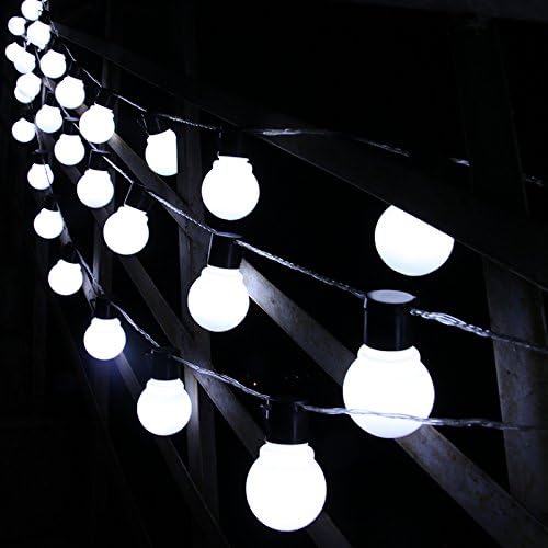 KEEDA Solar Frosted Festoon Bulb Lights,2.5M,10LED Outdoor Lighting Bulbs, Plastic Globe Fairy String, Outdoor Garden light, Indoor Outdoor Christmas Party Decorative Lights/ Lighting (White)