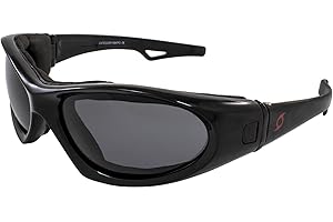 Hurricane Eyewear Category-5 Jet Ski Water-Sport Floating Goggles Interchangeable from Sunglasses to Goggles Black Frame with Polarized Smoke Lens