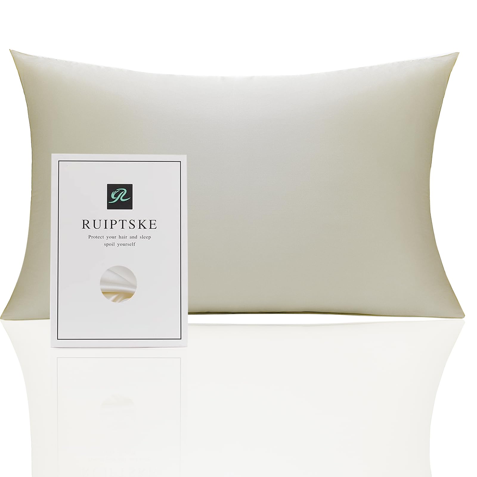 Oeko-TEX® Certified Silk Pillowcase for 100% Silk Pillow 22 Momme Certified Hair and Skin Benefits Anti Aging, Anti Dust Mite (Beige, 40 x 60 cm)