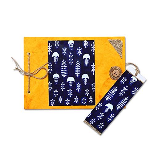 Aarvee International Hand-Made A4 Ruled Notebook with Bookmark for Writing, Yellow, 63pages (8.5Inch * 6Inch)