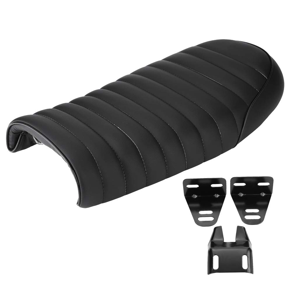 Photo 1 of Qiilu EVGATSAUTO Motorcycle Protection Seat Cover PU Leather Vintage Cafe Racer Seat Flat Saddle Cushion for Honda CG125 GN CG CB400SS(D)