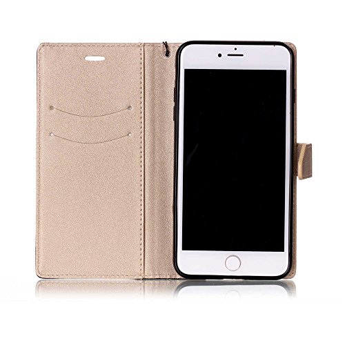 Scheam iPhone 7 Plus iPhone 8 Plus Wallet Multi Card Holder Anti-Scratch Backcover Folio PU Leather Cover with Backcover Case Compatible with iPhone 7 Plus iPhone 8 Plus - Golden + Black - Thumbnail 3