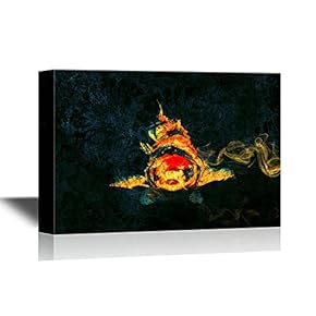 Canvas Wall Art - Abstract Golden Fish - Gallery Wrap Modern Home Art | Ready to Hang - 12x18 inches