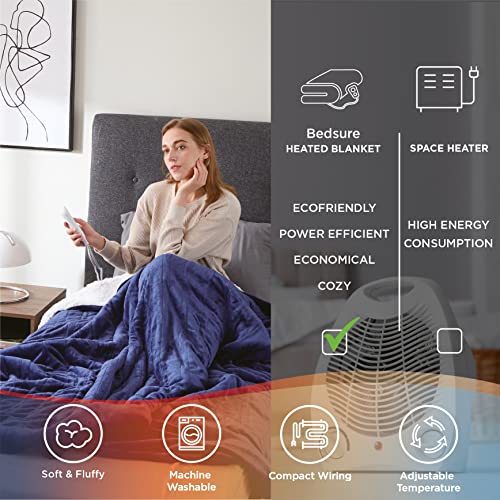 BEDSURE Heated Blanket Electric Blanket Soft Fleece Electric Throw, 6