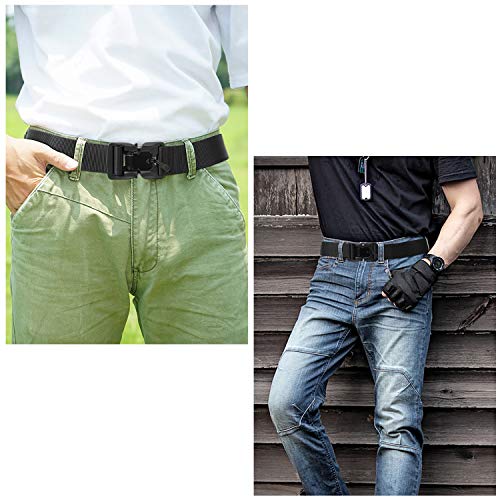 WHIPPY Tactical Belt with Magnetic Quick-Release Buckle Military Style Nylon Webbing Riggers Belt for Men Black Small