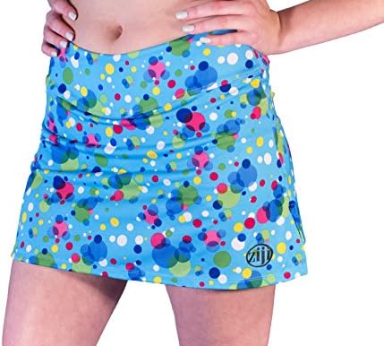 Athletic Sport Skirt by Ziji Activewear - Running, Golfing, Tennis, Gym & Yoga Skort for Girls and Women - Designed by Ultra Distance Athletes - Blue Bubble Pattern - Medium