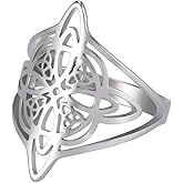 Dreamtimes Witch Knot Ring for Women Stainless Steel Bar Rings Celtic Quaternary Witchcraft Witch Knot Ring Witchcraft Amulet Gift Jewellery