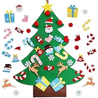 PartyTalk DIY Felt Christmas Tree with Ornaments, 3ft Felt Christmas Tree for Kids, Xmas Gifts and Christmas Door Wall Hanging Decor