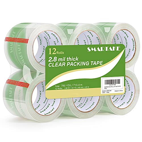 SMARTAKE 12Roll Clear Packing Tape, Heavy Duty Packaging Tape for
