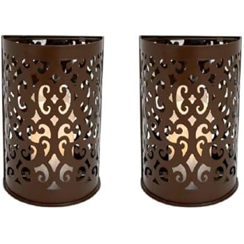 Amazon.com : Brown Etched Metal Indoor/Outdoor Wall Sconce ... Amazon.com : Brown Etched Metal Indoor/Outdoor Wall Sconce ... on Indoor Candle Sconces For Wall id=67530