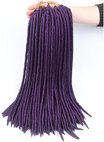 Saisity 18" (6 Packs) Faux Locs Crochet Hair Dreadlocs Braiding Hair Synthetic Hair (#Purple)