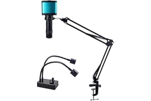 Adjustable Microscope Arm 130x Zoom C Mount Lens Camera Light, 48MP 4K 1080P HDMI USB Digital Camera Industrial Video Microsc