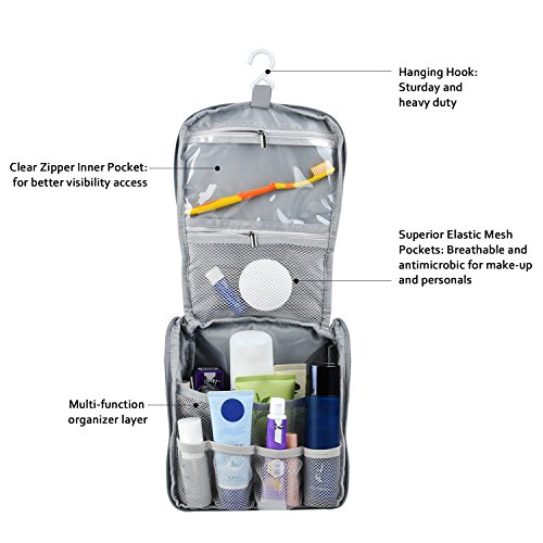 Goldwheat Waterproof Travel Toiletry Bag for Women/Men Cosmetic Travel Organizer Hanging Toiletry Kit, Black