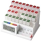 The Original Monthly Medication Organizer with Easy Set Reminder Clock by MedCenter
