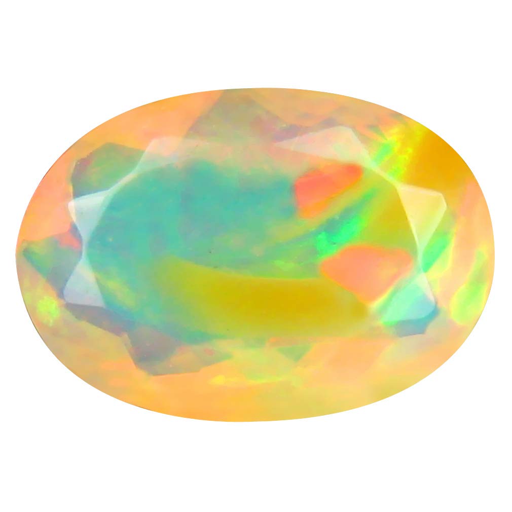 1.47 ct Oval Cut (10 x 7 mm) Un-Heated Transparent Quality Ethiopian Welo Rainbow Opal Natural Loose Gemstone