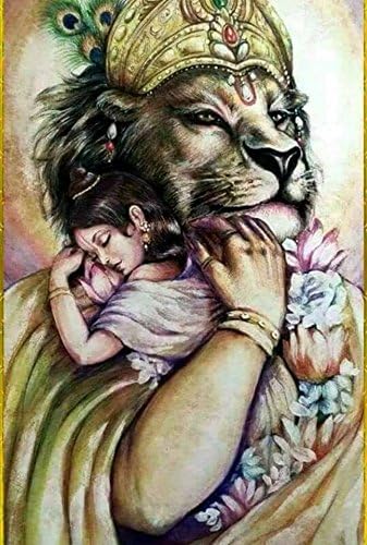 SAMRIDDHI Vinyl Gloss Laminated Lord Narasimha with Prahalad Poster for Home (Multicolour, Standard).