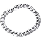 KOEDLN 0.39in width Stainless Steel Cuban link Chain Bracelet punk personality bracelet for Men Women