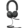 Jabra Evolve2 40 SE - Wired Stereo Headset with Noise Cancelling and 3 Microphone Technology - USB-C Cable - Certified for MS Teams - Also Compatible with Other Platforms - Black