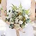 YILIYAJIA Wedding Bouquets Holder Bride Flowers Rustic Wedding Ceremony Toss Bouquets Proposal Ivory Artificial Peonies Ivory Beige Faux Roses Bundle for Bridesmaids