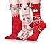 Womens Girls Fuzzy Slipper Socks Cabin Plush Soft Fleece Fluffy Warm Sleep Cozy Socks Winter Christmas Stocking Stuffers for Adult （Deer）