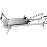 Pilates Reformer Machine, Foldable 600Lbs Equipment for Beginner &amp; Advanced | 4 Adjustable Resistance Springs, High Strength Alloy Steel, Silent Smooth Wheels, High-Density Foam Padding, Home Gym Studio