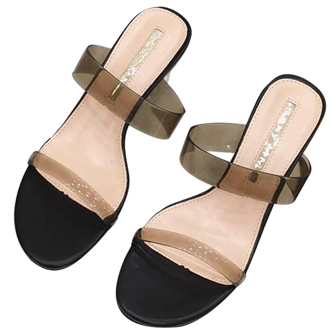 Buy Fascigirl Womens Dress Mules High Heel Slippers Fashion Clear Rubber Sole Slide Sandals for