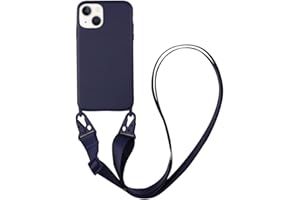 CQUUKOI for iPhone 15 Pro,Crossbody Phone Case with Shoulder Strap Soft Silicone Case with Adjustable Lanyard Cute Cool Wireless Charging Shockproof Protector for Women Girls Nevy Blue