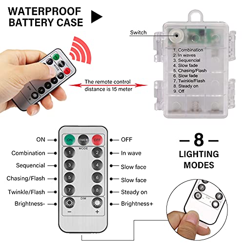 Lichterkette Glühbirnen Außen, 3M 20er LED Aussen G40 Glühbirnen Lichterkette mit Batterie, 8 Modi Wasserdichte Lichterkette, Warmweiß Garten Lichterkette Beleuchtung für Party Garten Hof Balkon