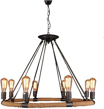 Lámpara colgante rústica E27 8 luces Araña industrial vintage Retro