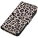 Fosmon CADDY-LEOPARD Leather Folio Wallet Case for Apple iPhone 5 / 5S (Tan)