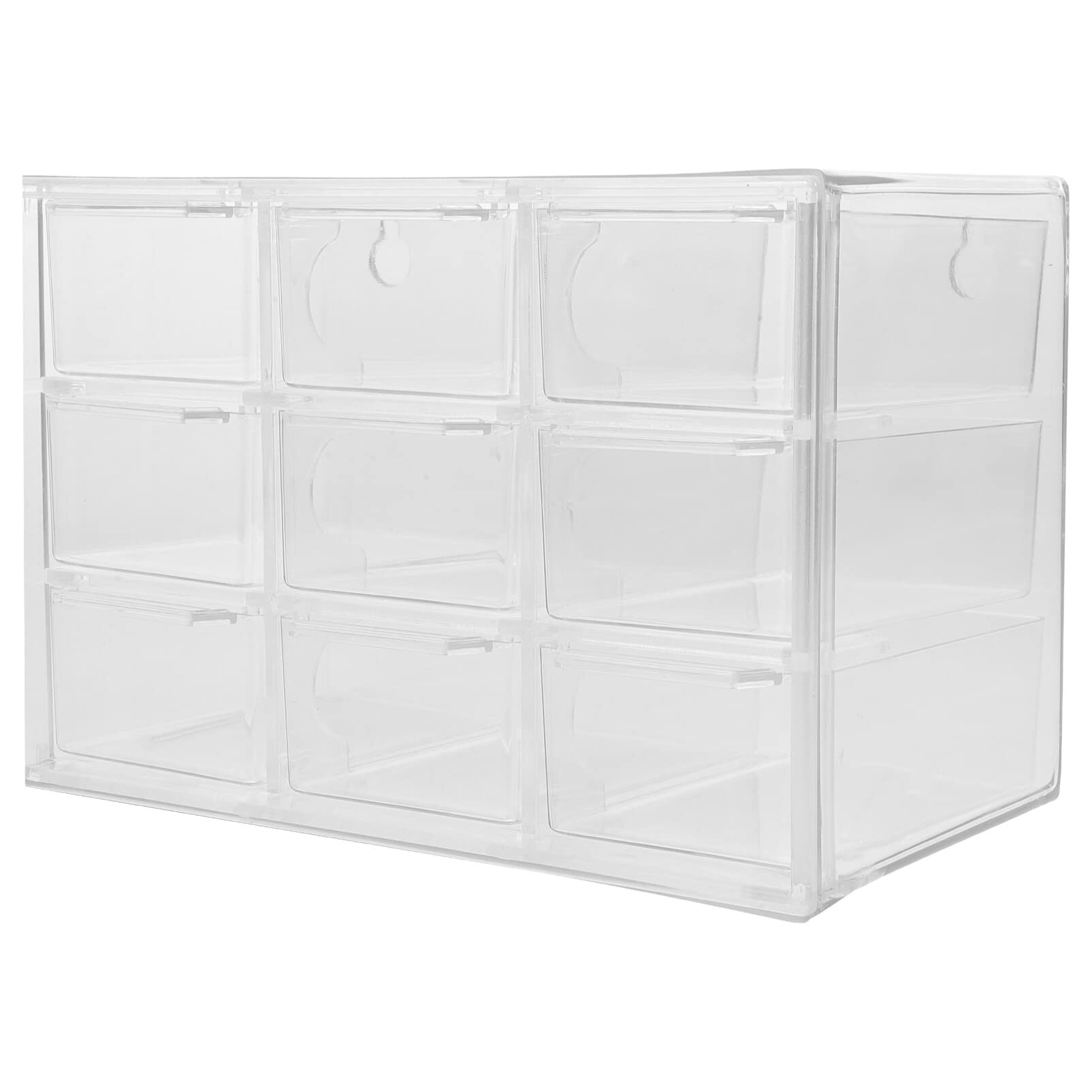 Homoyoyo Desktop Storage Organizer 9 Drawers Clear Plastic Makeup Drawer Container Countertop Jewelry Storage Bins Stackable Display Case for Home Office School