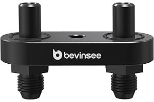 Bevinsee Transmission Cooler Line Adapter Plate with Gasket 6AN Fittings Compatible with 6L80E 6L90E 8L90E for 3/8" Braided Hose Set Black