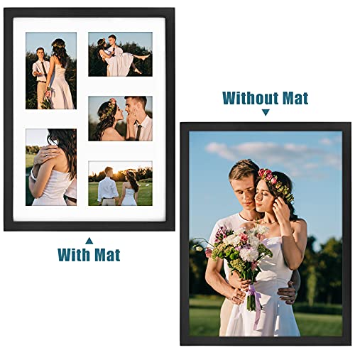 Lemecima Photo Frames, 2PCS Large Picture Frames with Mount, 12x16 Inch Multi Photo Frames for Wall Made of Solid pine Wall with High Definition Plexiglass, Black