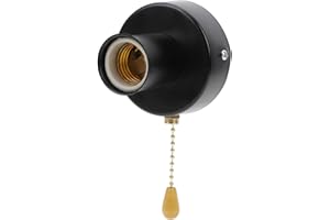 MALUGOGO Pull Chain Lamp Base Wall Mount Socket 5Cm Black Beaded Chain Pull String Light Fixture Replacement