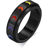 Nanafast Stainless Steel Rainbow Spinner LGBT Pride Ring for Gay & Lesbian - Love is Love LGBTQ Anxiety Ring for Women Men