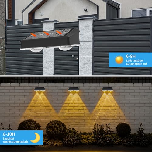 Aogled Solar Garden Lamps Outdoor 4 Pack,LED Solar Spotlight 3000K Warm Light,IP65 Waterproof,Easy Installation Without Cables,Automatic Lighting for Paths,Terrace and Garden