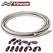 Vincos 20Ft 8AN AN8 Stainless Steel Braided Oil Gas Fuel Line Hose + 10pcs 8AN Hose Fitting Kit Blue+Red
