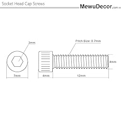 M4-0.7 x 12mm Socket Head Cap Screws Bolts, Allen