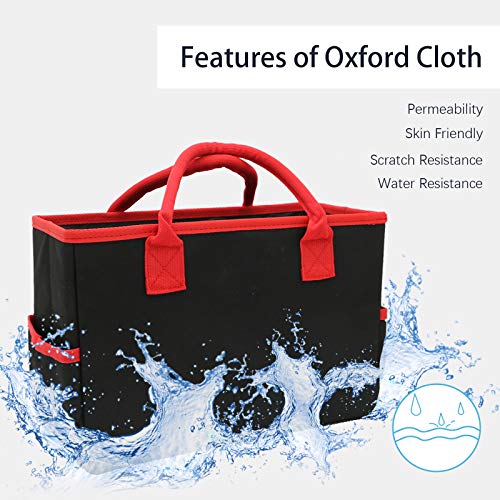 Craft and Art Bag for Supplies with Pockets, Black Oxford Tote Bag for Artist, Kid, Teacher Organizer Storage