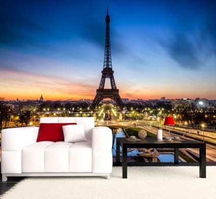 wandmotiv24 Fototapete Vliestapete Eiffelturm bei Nacht Frankreich