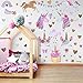 2 Sheets Unicorn Decal Stickers Unicorn Wall Decals Pattern Decoration for Birthday Christmas Children Bedroom Ornament（Color 1）