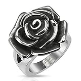 STR-0068 Stainless Steel Single Rose Cast Band Ring