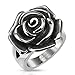 STR-0068 Stainless Steel Single Rose Cast Band Ring