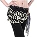 Sessy Bee Women's Hip Scarf With Gold Coins Wrap Belt Chiffon Belly Dance Skirt